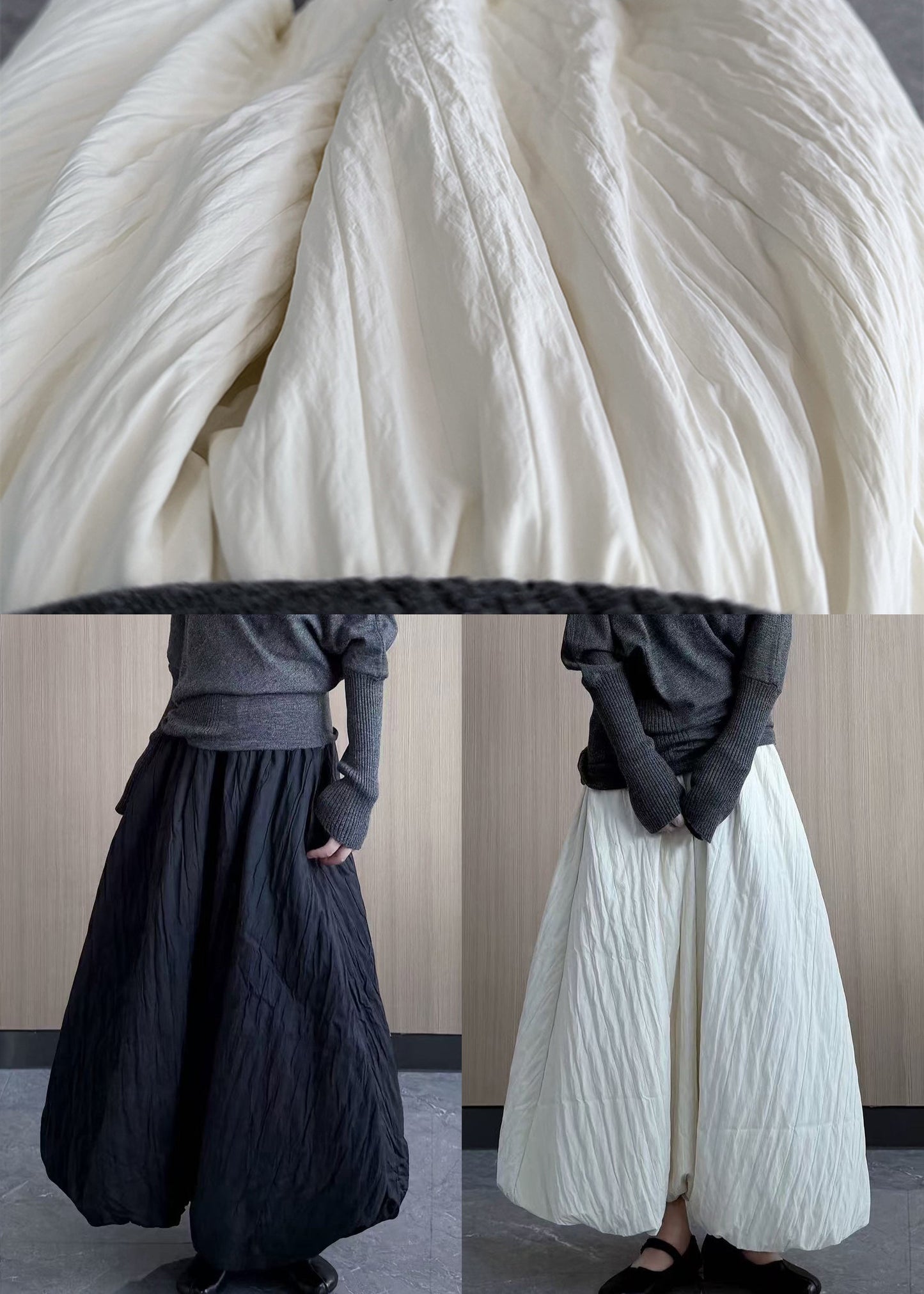 White Exra Large Hem Fine Cotton Filled a Line Skirt Winter