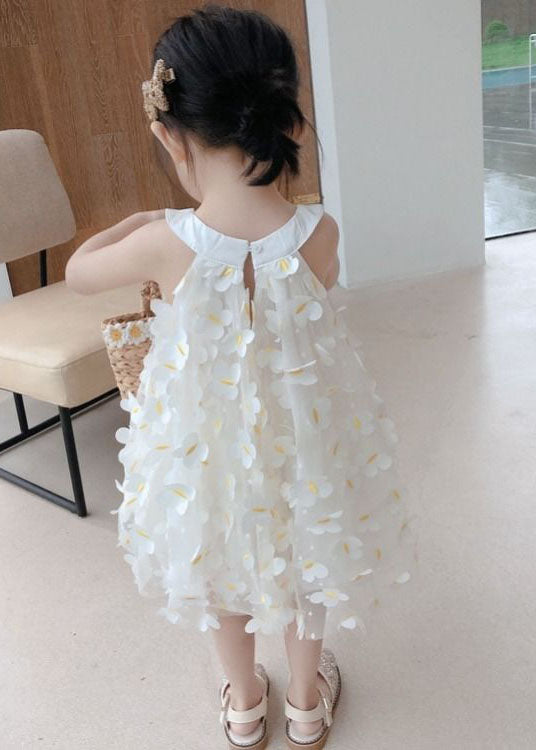 White Decorated Patchwork Tulle Baby Dress Summer