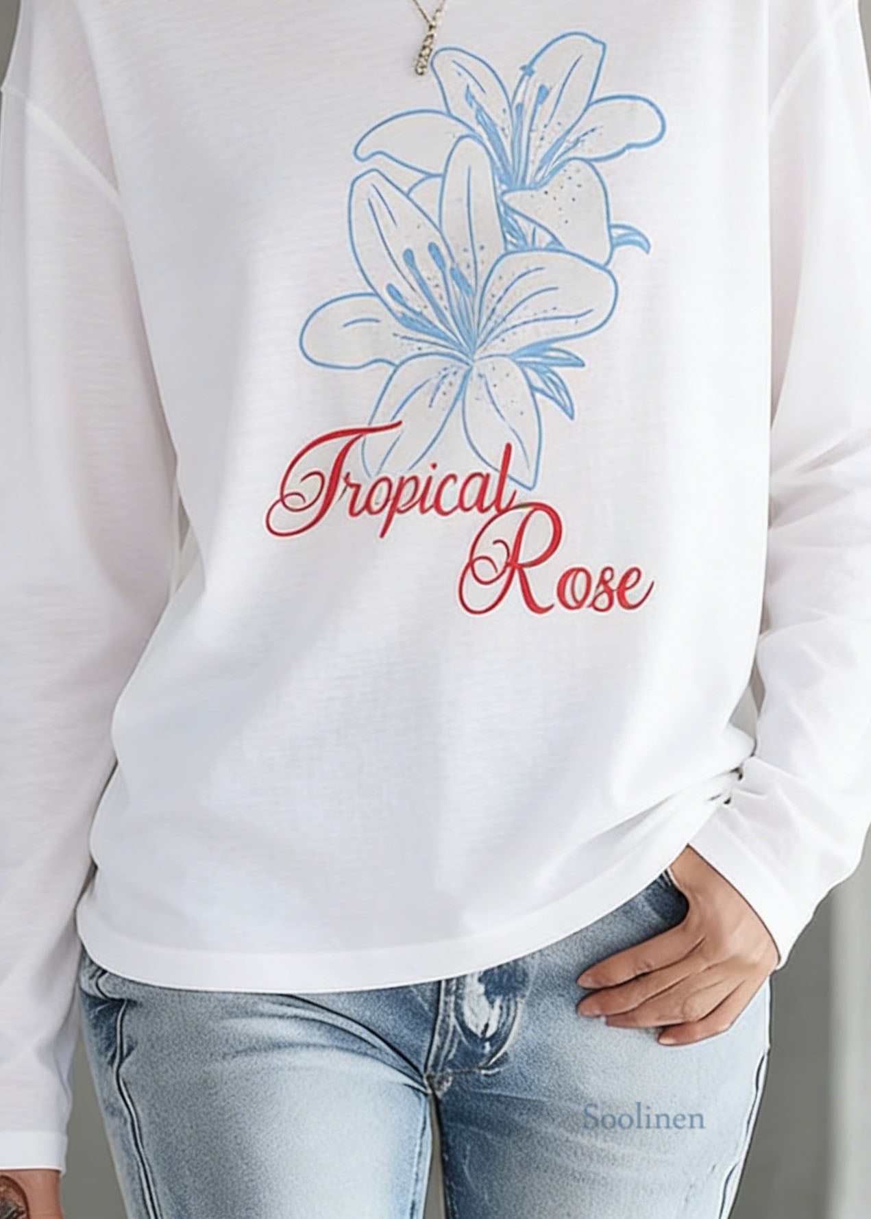 Casual White O Neck Print Cotton T Shirt Top Spring