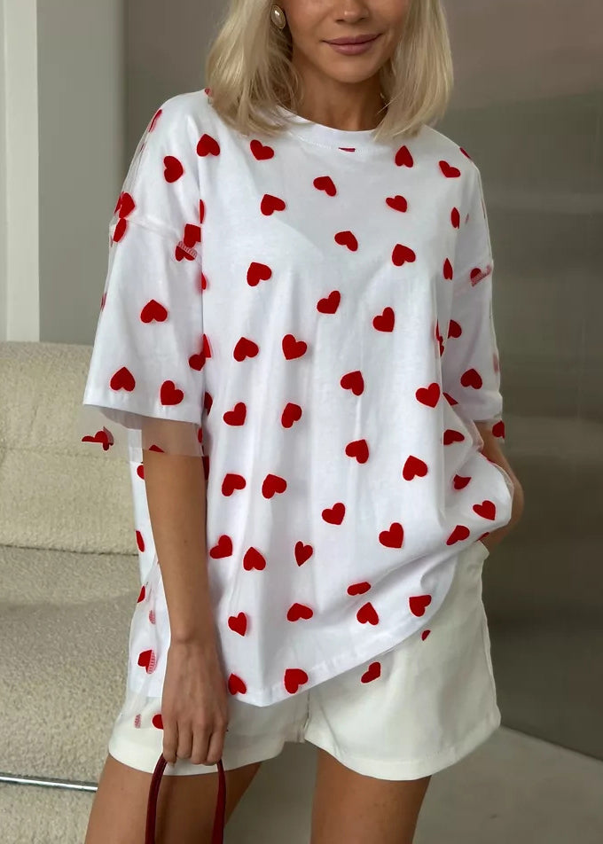 White O Neck Tulle Patchwork T Shirts Summer