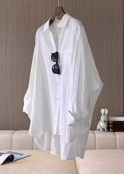 Casual White Oversized Cotton Shirts Spring