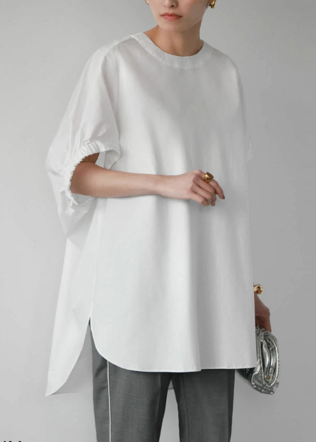 White Oversized Cotton Tanks Cloak Sleeves