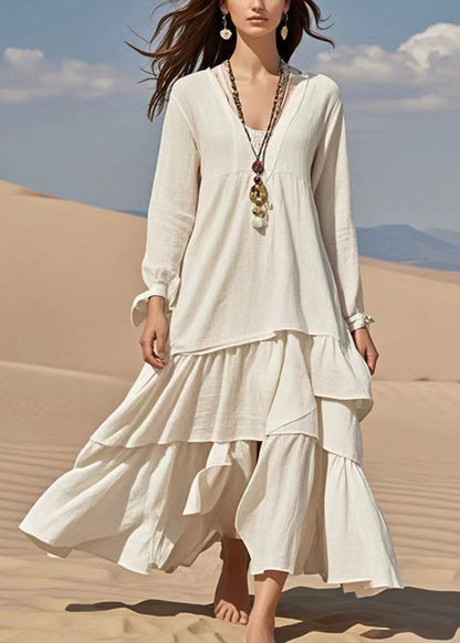 White Oversized Exra Large Hem Cotton Ankle Dress Spring