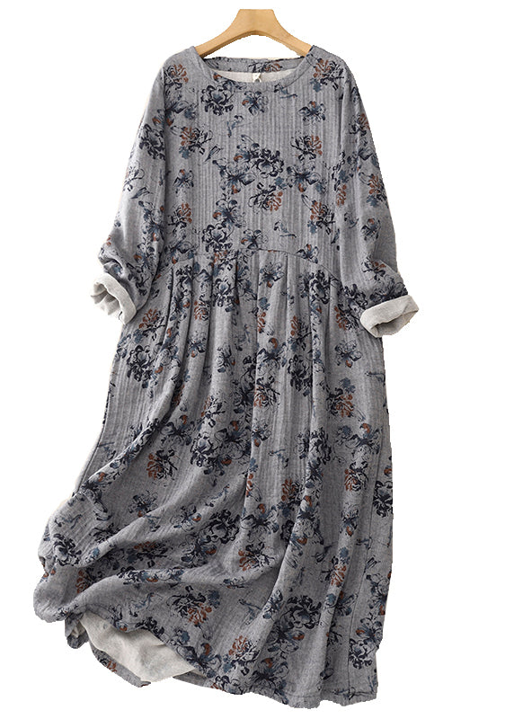 White Oversized Print Linen Maxi Dresses Spring