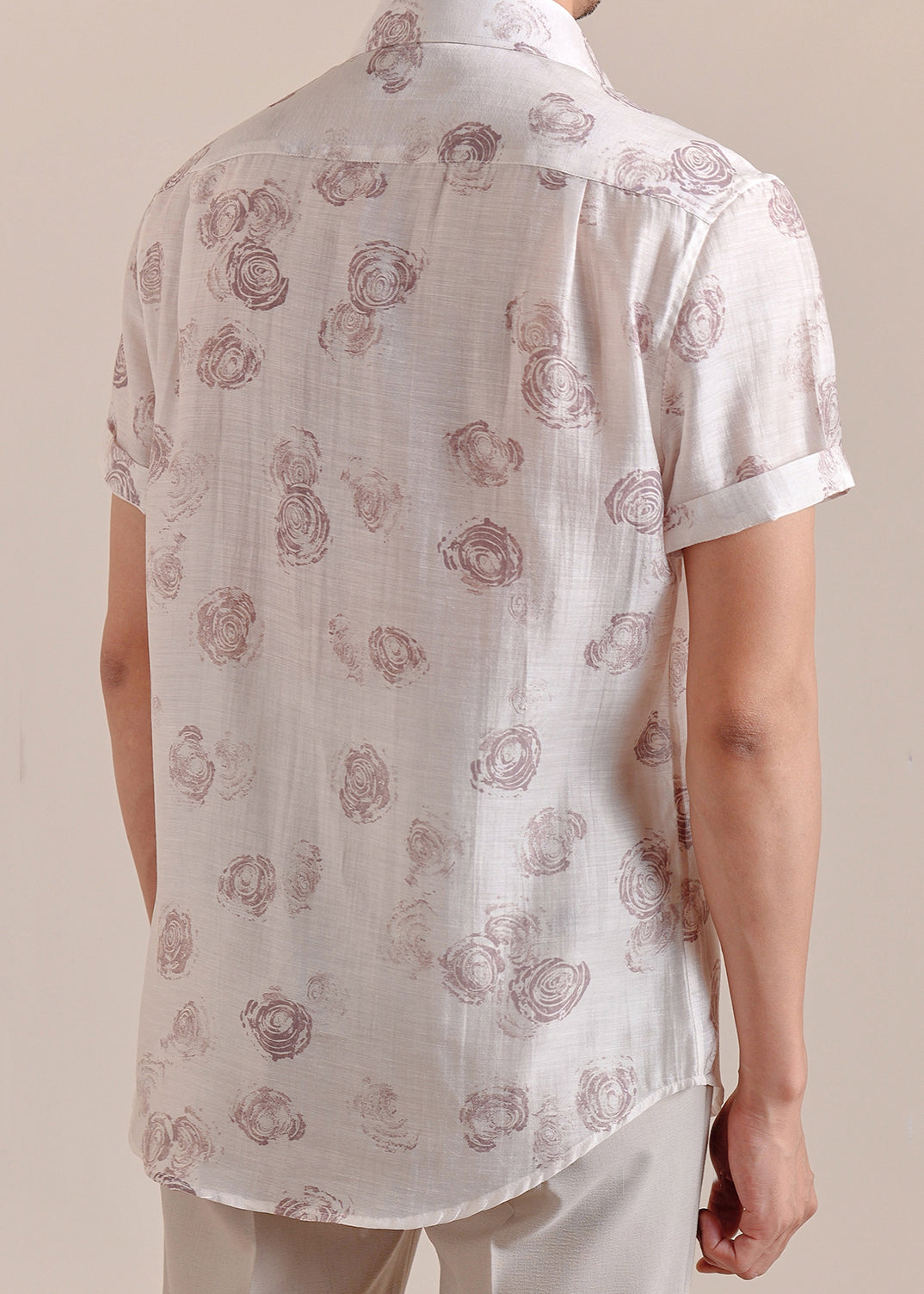 White Peter Pan Collar Print Silk Cotton Shirts Summer