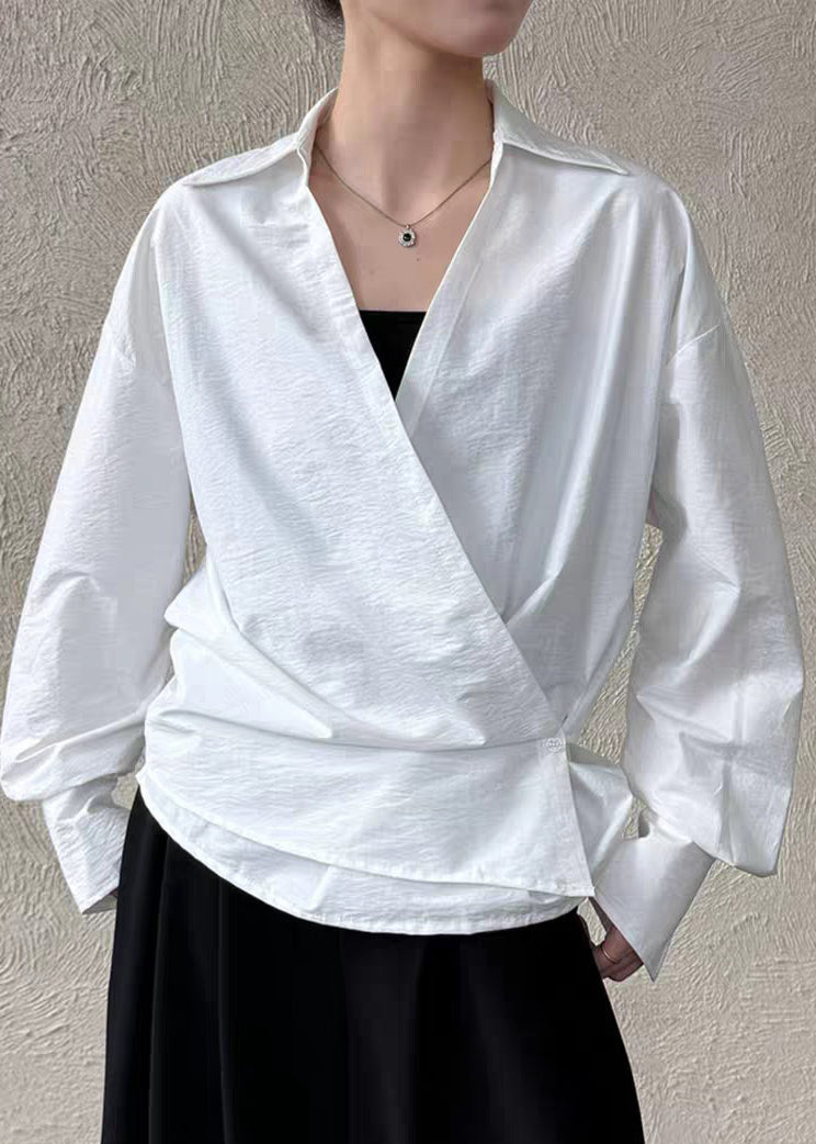 White Peter Pan Collar Shirt Lantern Sleeve