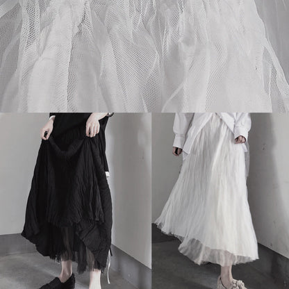 White Pleated Double Layer Design Double Side Skirt