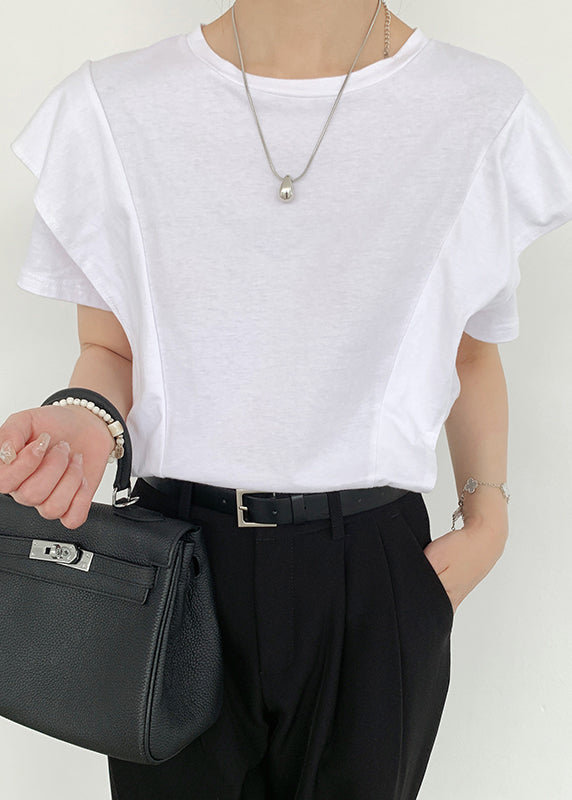 White Ruffled Patchwork Cotton Tanks Summer