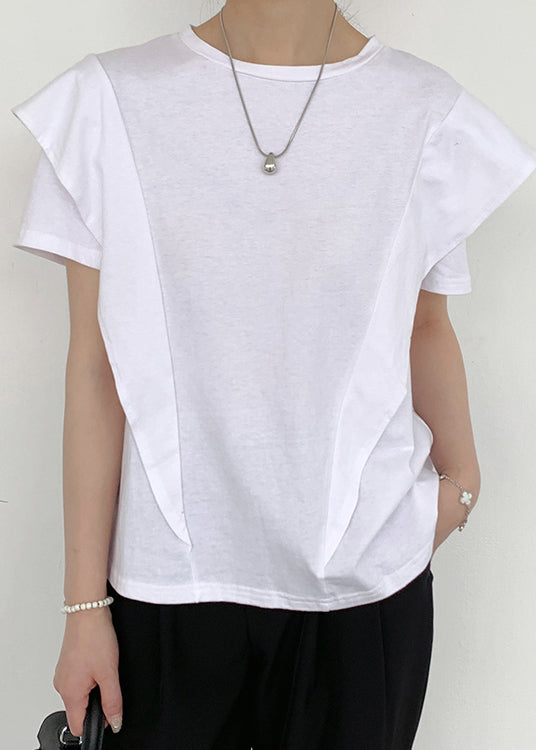 White Ruffled Patchwork Cotton Tanks Summer
