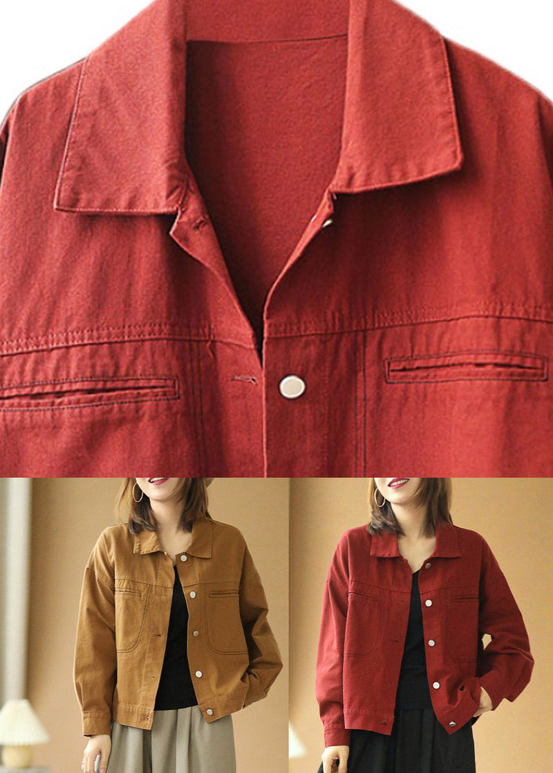 Yellow Peter Pan Collar Patchwork Cotton Denim Coats Spring