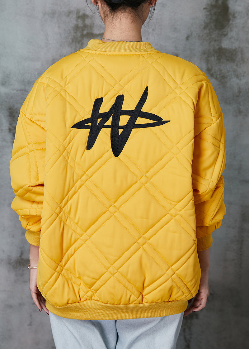 Yellow Zip Up Fine Cotton Filled Jackets Spring