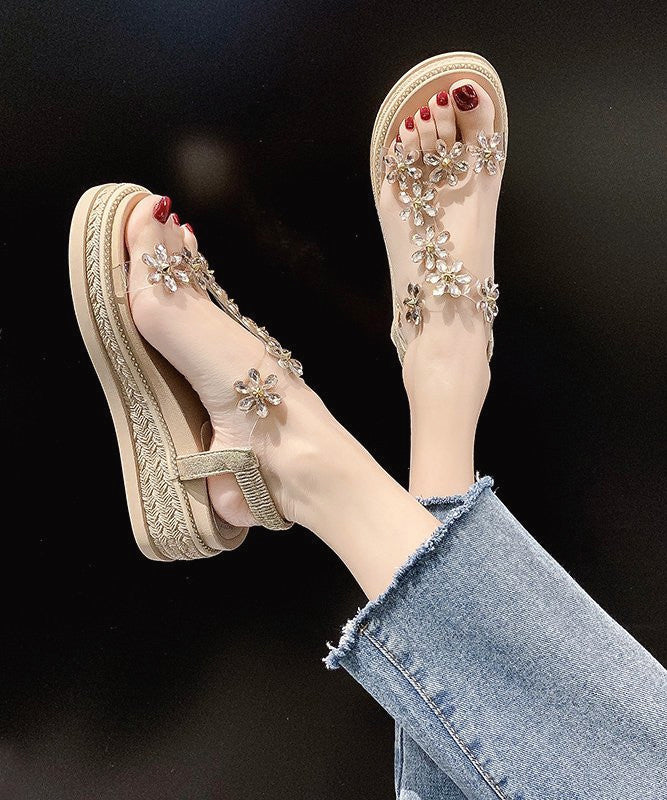 Zircon Splicing Platform Flat Sandals Black