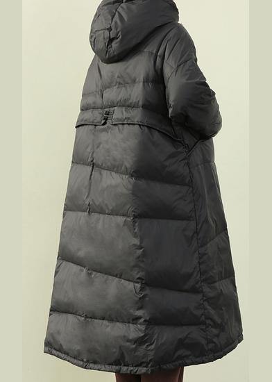 Black Down Coat Winter Hooded Button Down Coats