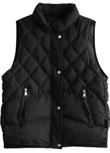 Black Winter Coats Clothing Jackets & Coats Sleeveless Half High Neck Overcoat
