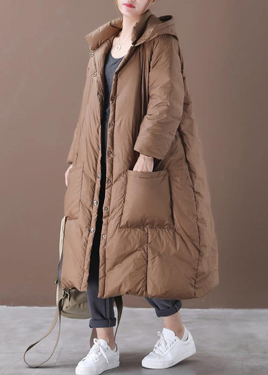 Chocolate Goose Down Coat Clothing Snow Jackets Hooded Button Down Quality Coats