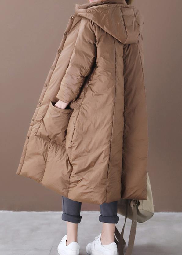 Chocolate Goose Down Coat Clothing Snow Jackets Hooded Button Down Quality Coats