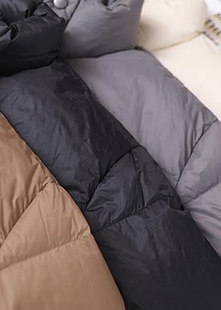 Chocolate Goose Down Coat Down Jacket Stand Collar Drawstring New Overcoat