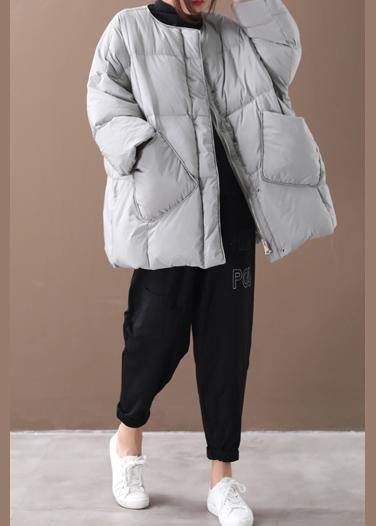 Gray Parka Overcoat Button Down Coat