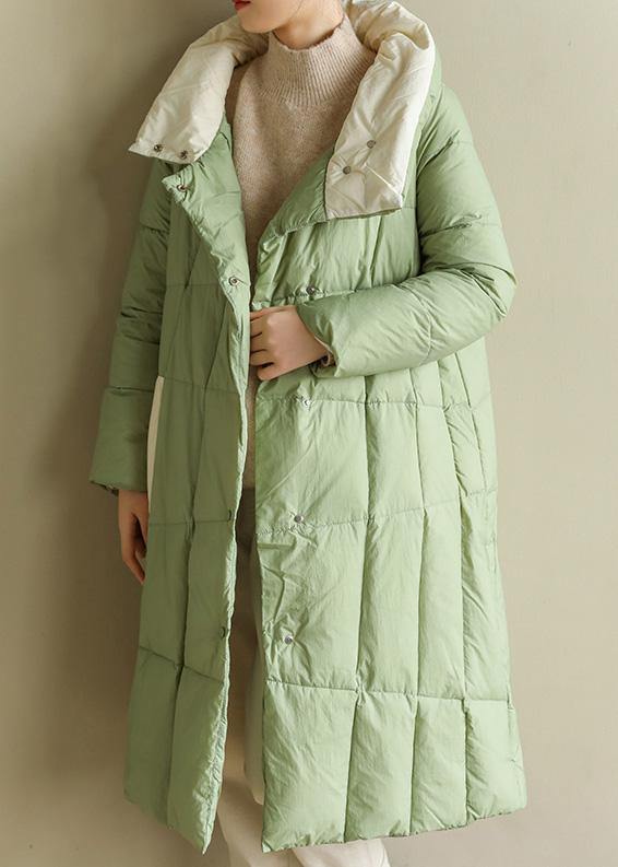 Green Down Jacket Woman Patchwork Down Jacket Stand Collar Fine Winter Outwear