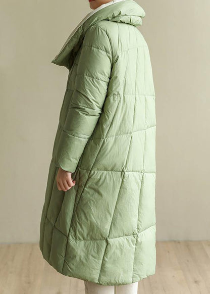 Green Down Jacket Woman Patchwork Down Jacket Stand Collar Fine Winter Outwear