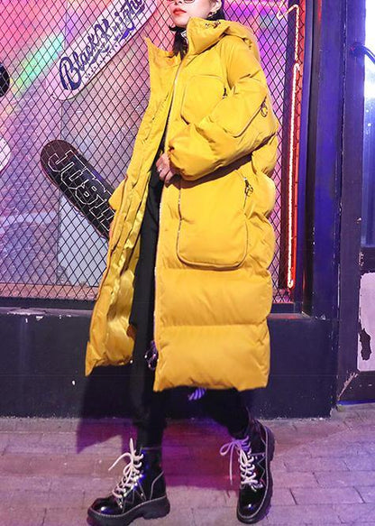 Oversized Jackets & Coats Coats Yellow Hooded Zippered Parkas