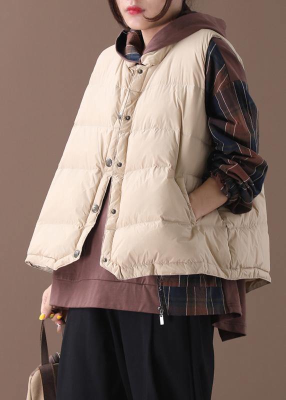 Jackets Light Yellow Stand Collar Sleeveless Parkas