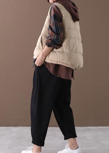 Jackets Light Yellow Stand Collar Sleeveless Parkas