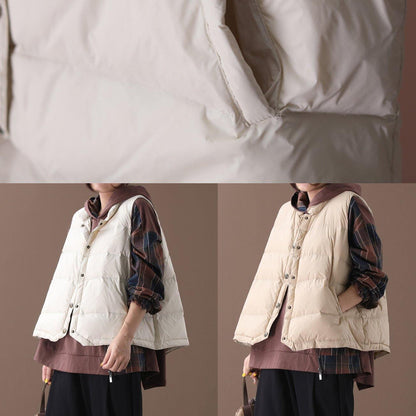 Jackets Light Yellow Stand Collar Sleeveless Parkas