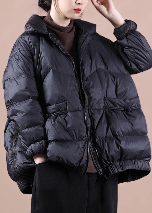 Clothing Parka Zippered Overcoat Black Stand Collar Warm Winter Jackets