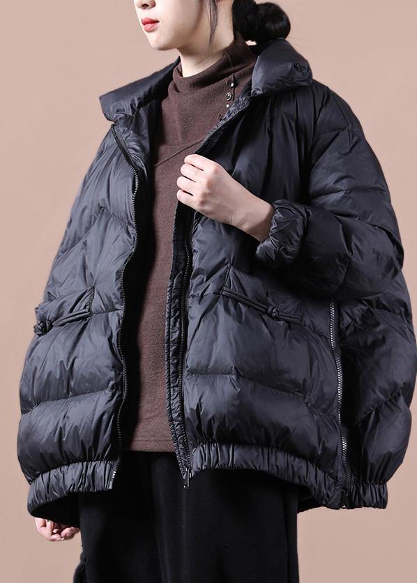 Clothing Parka Zippered Overcoat Black Stand Collar Warm Winter Jackets