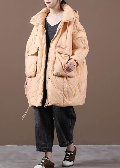 Down Jacket Black Hooded Batwing Sleeve Down Coat Winter