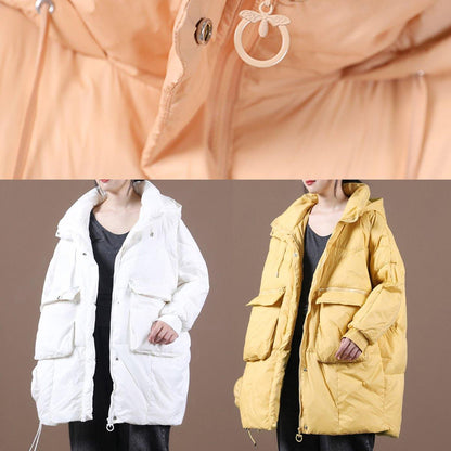 Down Jacket Black Hooded Batwing Sleeve Down Coat Winter