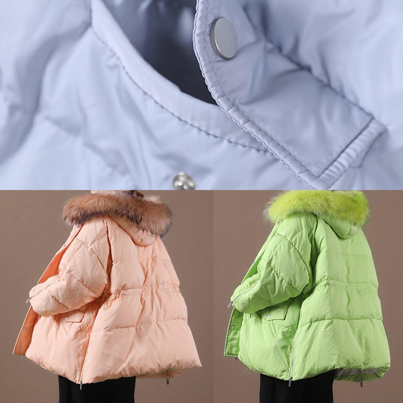 Snow Jackets Winter Outwear White Hooded Fur Collar Goose Down Coat