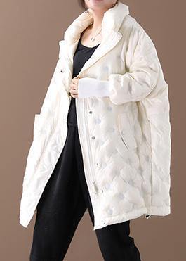 Winter Jacket Winter Coats Beige Stand Collar Zippered Down Jacket Woman