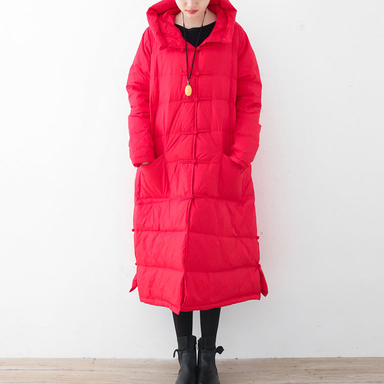 Red Quilted Coat Quilted Coat Thick Hooded Coats Chinese Button