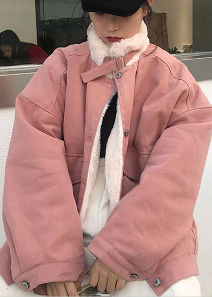 Snow Jackets Stand Collar Overcoat Pink Winter Parkas