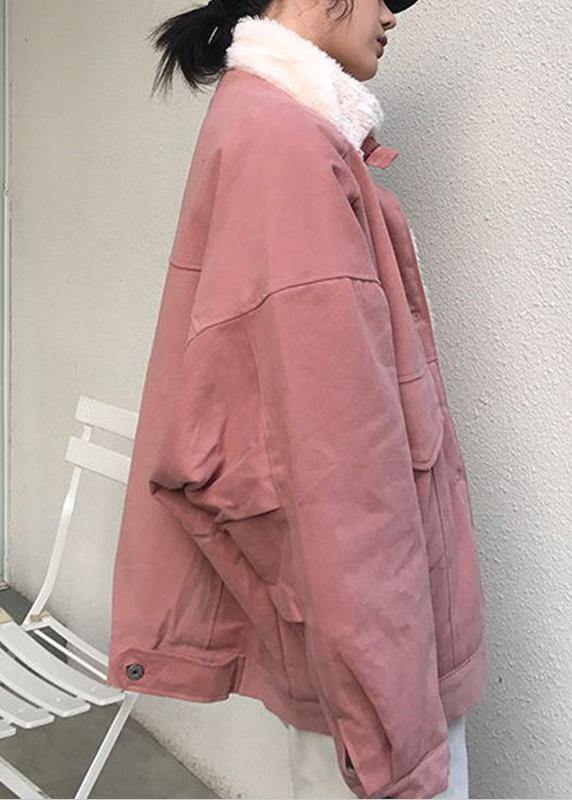 Snow Jackets Stand Collar Overcoat Pink Winter Parkas
