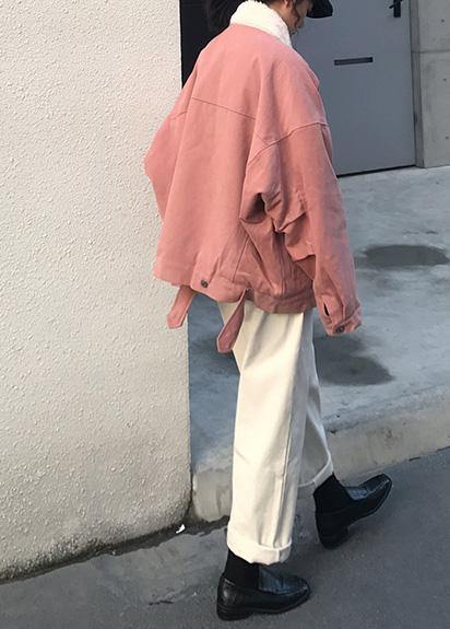 Snow Jackets Stand Collar Overcoat Pink Winter Parkas