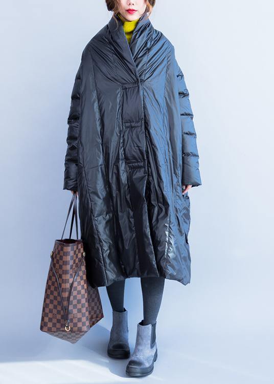 Down Jacket V Neck Winter Outwear Black Winter Duck Down Coat