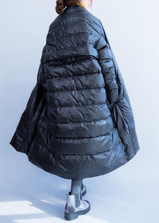Down Jacket V Neck Winter Outwear Black Winter Duck Down Coat