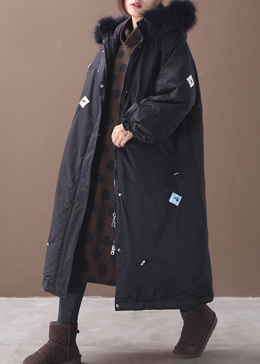 Winter Coats Black Hooded Thick Zippered Winter Coats
