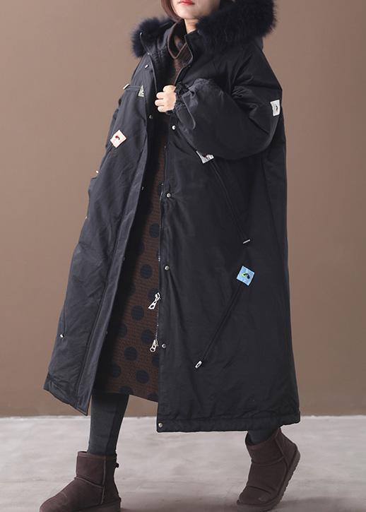 Winter Coats Black Hooded Thick Zippered Winter Coats