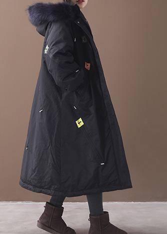 Winter Coats Black Hooded Thick Zippered Winter Coats