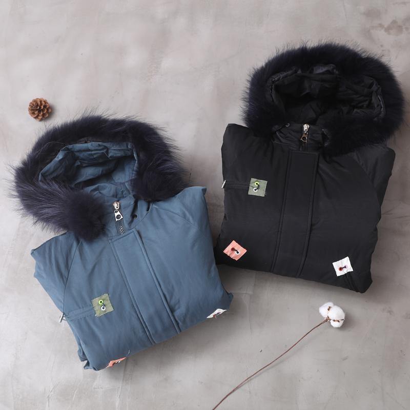 Winter Coats Black Hooded Thick Zippered Winter Coats