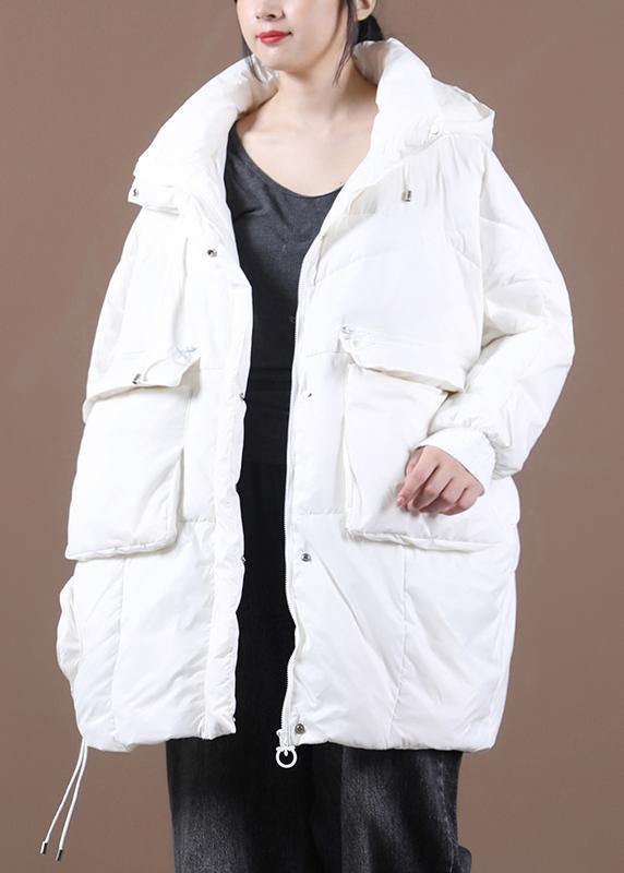 Yellow Down Jacket Woman Loose-fitting Winter Parka Hooded Batwing Sleeve Coats
