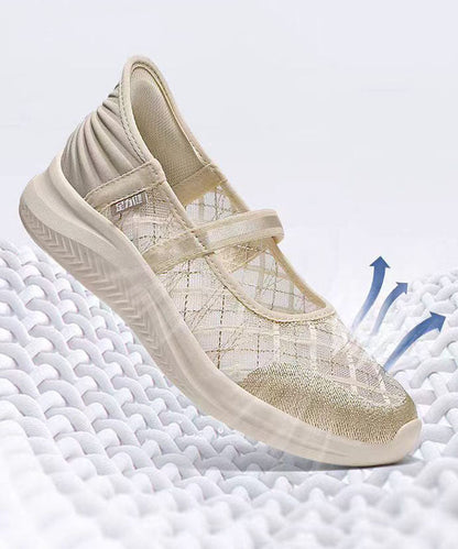 Champagne Breathable Mesh Splicing Flat Shoes for