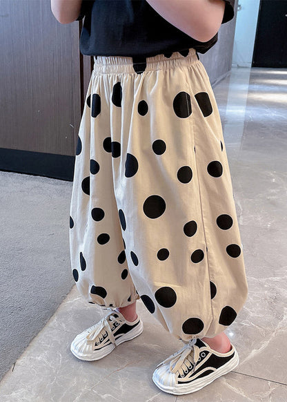 Apricot Dot Pink Kids Lantern Pants Spring