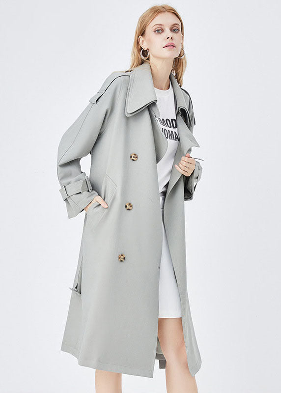 Apricot Double-layer Collar Double Breast Cotton Cinch Trench Spring