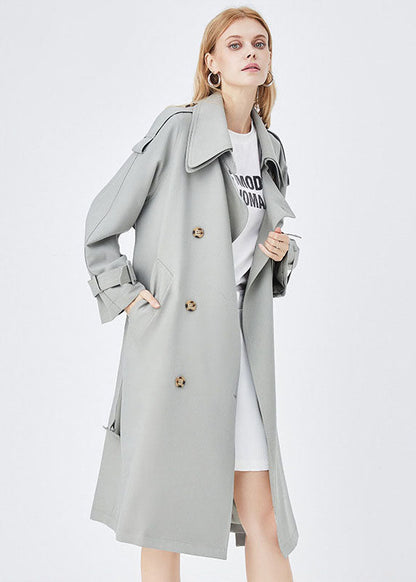 Apricot Double-layer Collar Double Breast Cotton Cinch Trench Spring