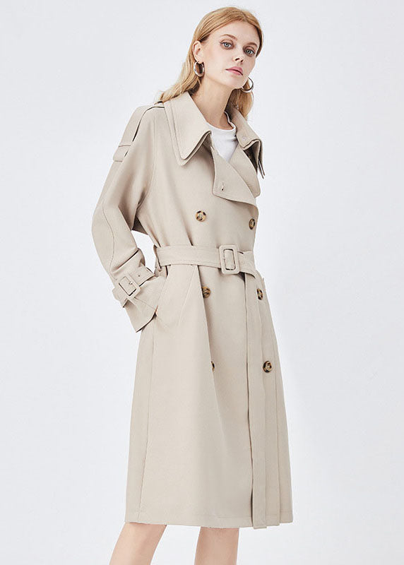 Apricot Double-layer Collar Double Breast Cotton Cinch Trench Spring